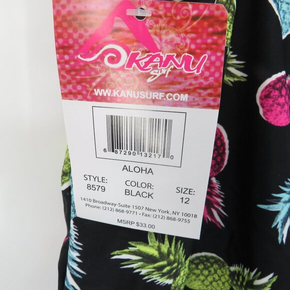 Kanu Surf Girls' Pineapple One Piece Black Swimsuit 12 NWT $33 - Picture 4 of 5